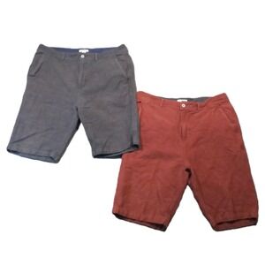 Carbon2Cobalt Chino Shorts 32x10 Red Gray Linen Blend Beach Preppy Golf Set of 2
